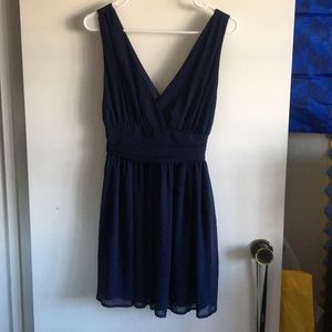 Navy blue chiffon skater dress